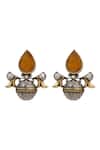 Shop_Sangeeta Boochra_Orange Delicate Grace Silver Onyx Earrings _at_Aza_Fashions