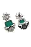 Buy_Sangeeta Boochra_Green Onyx Silver Handcrafted Earrings _Online_at_Aza_Fashions