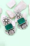 Buy_Sangeeta Boochra_Green Onyx Silver Handcrafted Earrings _at_Aza_Fashions