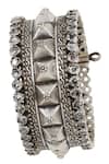 Sangeeta Boochra_Handcrafted Silver Kundan Bangle _at_Aza_Fashions