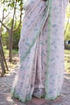 Shop_Surmaye_Pink Embroidery Wildflower Kiss Saree _Online_at_Aza_Fashions