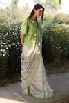 Shop_Surmaye_Beige Embroidery, Lace Wildflower Kiss Light Saree _Online_at_Aza_Fashions