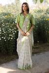 Buy_Surmaye_Beige Embroidery, Lace Wildflower Kiss Light Saree _at_Aza_Fashions