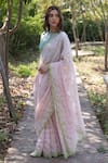Buy_Surmaye_Pink Embroidery Love Note Handwoven Saree 