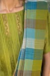 Surmaye_Multi Color Entwined Checkered Handloom Saree _at_Aza_Fashions