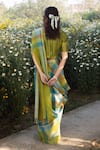 Surmaye_Multi Color Entwined Checkered Handloom Saree _Online_at_Aza_Fashions
