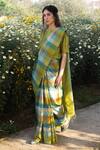 Buy_Surmaye_Multi Color Entwined Checkered Handloom Saree 