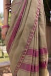 Buy_Surmaye_Brown Drifting Bloom Jamdani Saree _Online_at_Aza_Fashions