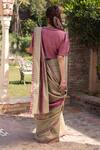 Surmaye_Brown Drifting Bloom Jamdani Saree _Online_at_Aza_Fashions