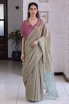 Buy_Surmaye_Brown Earthen Bloom Jamdani Saree _at_Aza_Fashions