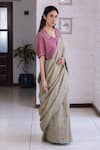 Buy_Surmaye_Brown Earthen Bloom Jamdani Saree _Online_at_Aza_Fashions