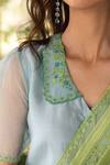 Surmaye_Green Embroidery Whispering Ivy Saree _at_Aza_Fashions