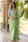 Buy_Surmaye_Green Embroidery Whispering Ivy Saree _at_Aza_Fashions