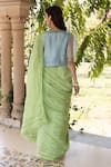 Surmaye_Green Embroidery Whispering Ivy Saree _Online_at_Aza_Fashions