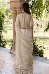 Surmaye_Whispering Ivy Light Beige Saree _Online_at_Aza_Fashions