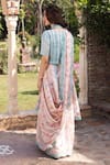 Surmaye_Pink Embroidery Forest Breeze Scalloped Saree _Online_at_Aza_Fashions