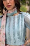 Shop_Surmaye_Pink Embroidery Forest Breeze Scalloped Saree _Online_at_Aza_Fashions