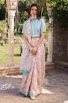 Buy_Surmaye_Pink Embroidery Forest Breeze Scalloped Saree _at_Aza_Fashions