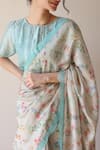 Surmaye_Forest Breeze Beige Scalloped Saree _at_Aza_Fashions