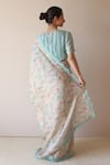 Surmaye_Forest Breeze Beige Scalloped Saree _Online_at_Aza_Fashions