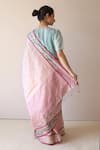 Surmaye_Pastel Pink Jamdani Saree _Online_at_Aza_Fashions
