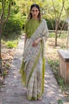 Buy_Surmaye_Light Beige Handwoven Jamdani Saree _at_Aza_Fashions