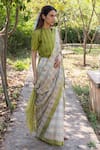 Surmaye_Light Beige Handwoven Jamdani Saree _at_Aza_Fashions