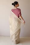 Shop_Surmaye_Beige Wildflower Jamdani Saree _at_Aza_Fashions