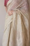 Buy_Surmaye_Beige Wildflower Jamdani Saree _Online_at_Aza_Fashions
