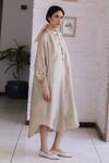 Shop_Surmaye_Beige Light Handwoven Mulberry Silk Dress _Online_at_Aza_Fashions