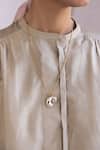 Surmaye_Beige Light Handwoven Mulberry Silk Dress _at_Aza_Fashions