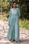 Buy_Surmaye_Woodsong Blue Floral Maxi Dress _at_Aza_Fashions