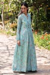 Surmaye_Woodsong Blue Floral Maxi Dress _at_Aza_Fashions
