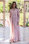Buy_Surmaye_Woodsong Pink Handloom Maxi Dress _at_Aza_Fashions