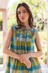 Shop_Surmaye_Multi Color Entwined Checkered Midi Dress _Online_at_Aza_Fashions