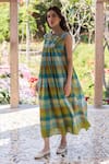 Buy_Surmaye_Multi Color Entwined Checkered Midi Dress 