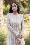 Buy_Surmaye_Light Beige Handwoven Kurta Set _Online_at_Aza_Fashions
