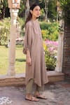 Buy_Surmaye_Brown Striped Clay Kurta Set 