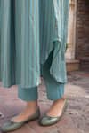 Buy_Surmaye_Teal Striped Kurta Set _Online_at_Aza_Fashions