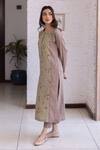 Buy_Surmaye_Brown Tender Petals Clay Kurta Set _Online_at_Aza_Fashions