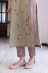 Shop_Surmaye_Brown Tender Petals Clay Kurta Set _Online_at_Aza_Fashions