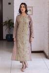 Buy_Surmaye_Brown Tender Petals Clay Kurta Set _at_Aza_Fashions