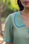 Surmaye_Green Sweet Caress Embroidered Blouse _Online_at_Aza_Fashions