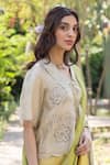 Surmaye_Beige Handwoven Organza Blouse _Online_at_Aza_Fashions