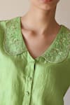 Buy_Surmaye_Green Embroidery Sunlit Morning Blouse _Online_at_Aza_Fashions