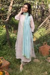 Buy_Surmaye_Ethereal Silk Blue Dupatta _at_Aza_Fashions