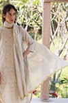 Surmaye_Ethereal Handloom Cotton Beige Dupatta _Online_at_Aza_Fashions