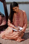 Buy_The Home Affair_Peach Jaam Cotton Kurta Set _Online_at_Aza_Fashions