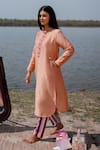 Shop_The Home Affair_Peach Jaam Cotton Kurta Set _Online_at_Aza_Fashions