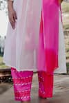 Buy_The Home Affair_White Chanderi, Jacquard, Chiffon Embroidery Round Neck Kurta Set _Online_at_Aza_Fashions
